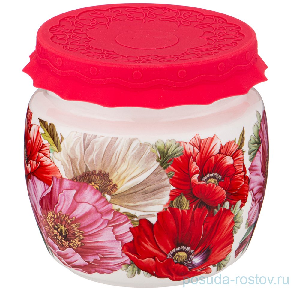 Банка для меда/варенья 750 мл с силиконовой крышкой "Маки" / 235793