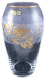 Ваза для цветов 29 см прозрачная "Золотая роза" / 029994