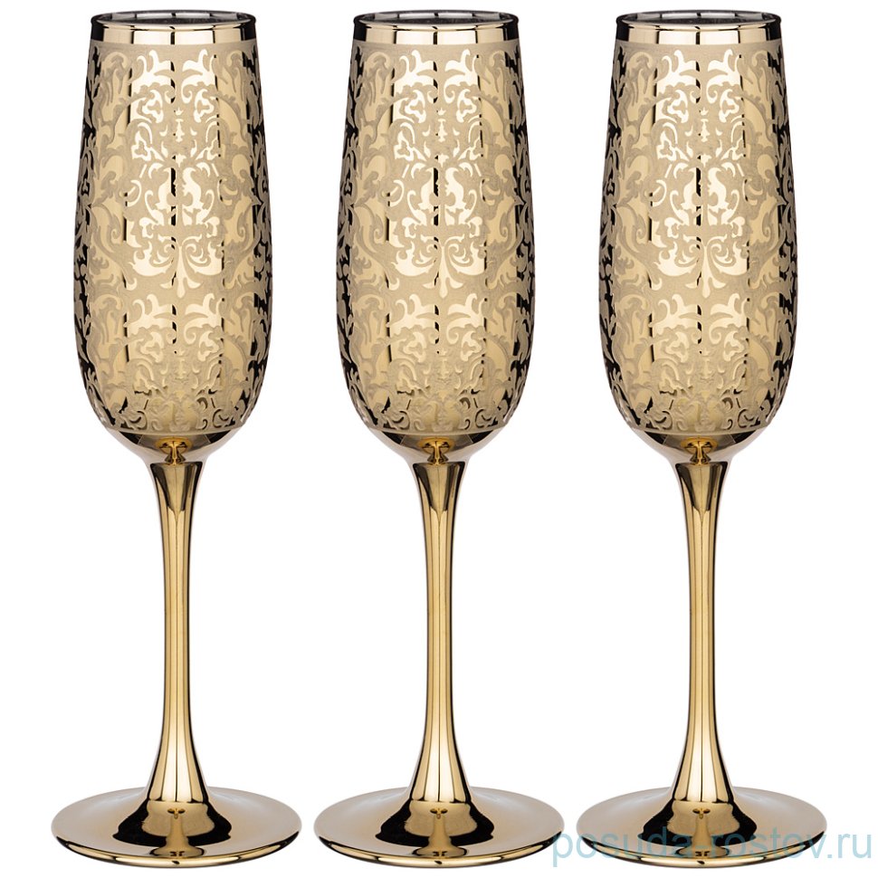 Бокалы для шампанского 175 мл 3 шт "золотой арабески" / 235219 Бокалы для шампанского 175 мл 3 шт "золотой арабески" / 235219
