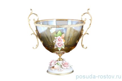 Фруктовница н/н  ручкой желтая &quot;Rosaperla /Цветок&quot; / 110347