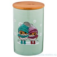 Банка для сыпучих продуктов 950 мл &quot;Милые совята /Зелёный&quot; / 187123