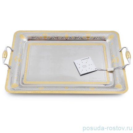 Поднос 50 x 35 см прямоугольный с ручками &quot;Majestic Gold&quot; / 247869