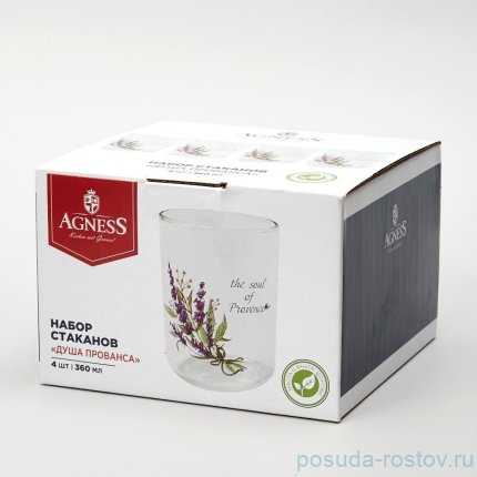 Стаканы для воды 360 мл 4 шт &quot;Душа прованса&quot; / 362437