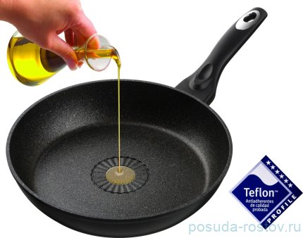 Сковорода 24 см антипригарное покрытие Teflon Profile чёрная &quot;Agness&quot; / 196361