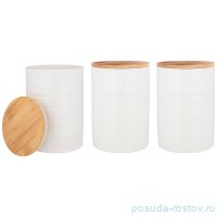 Набор банок для сыпучих продуктов 650 мл 3 шт с бамбуковой крышкой 10 х 10 х 15 см / 255009