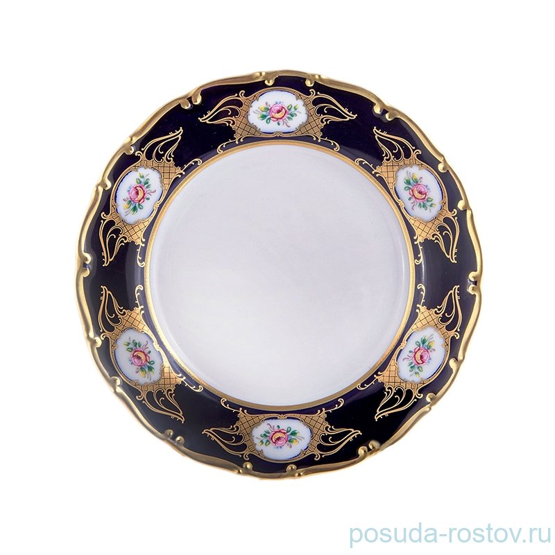 Набор тарелок 19 см 6 шт  Bohemia Porcelan Moritz Zdekauer 1810 s.r.o. "Анжелика /Цветы /Кобальт" / 033810