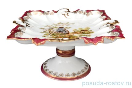 Блюдо 32 см фигурное квадратное н/н &quot;Корона /Охота красная&quot; / 073942