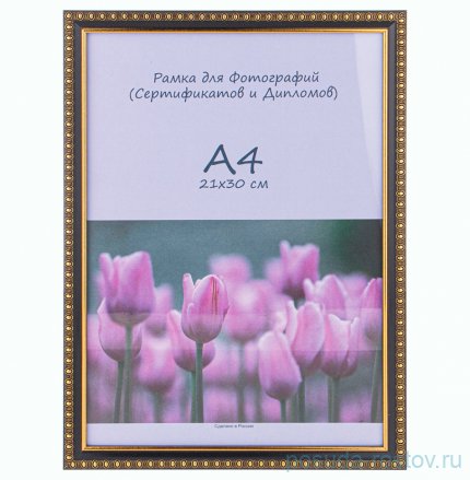 Фоторамка 21 х 30 см /рамка черный с золотом / 327785