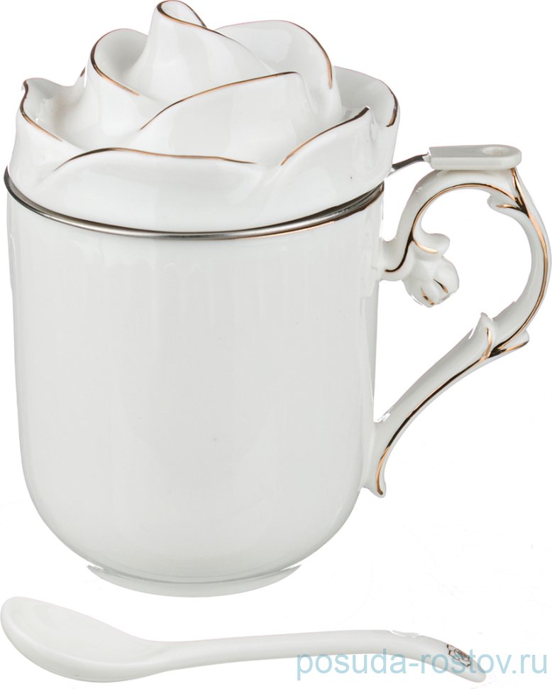 Заварочная кружка 400 мл с ситом ложкой "цветочная симфония" / 202854