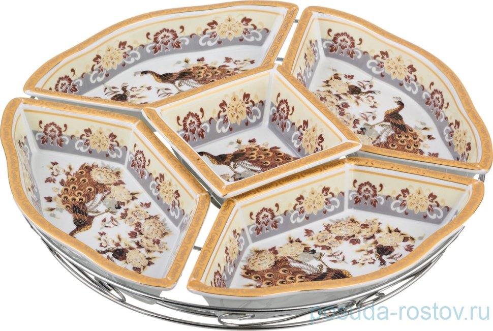 Менажница 30 см 5-ти секционная "павлин" / 192922