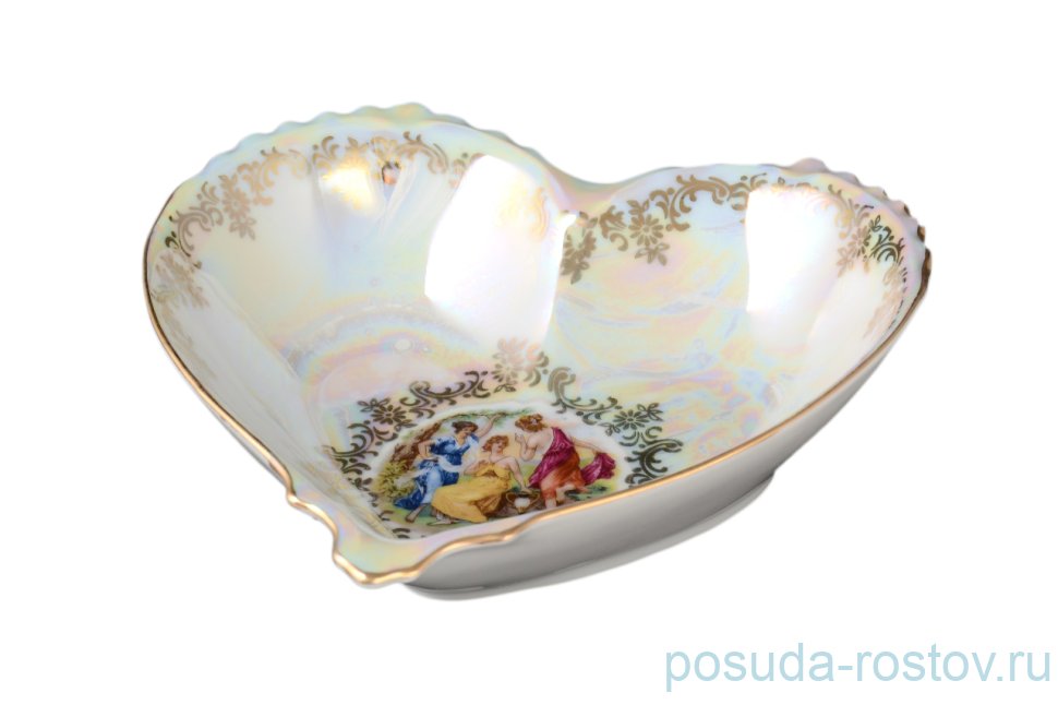 Салатник 15 см сердце "Корона /Мадонна перламутр" / 042497