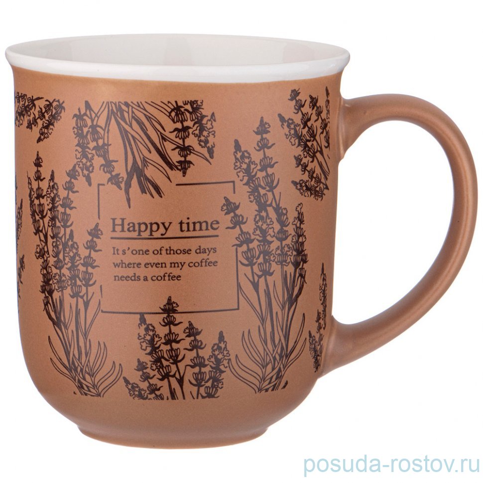 Кружка 400 мл светло-коричневая "Happy time" / 337436