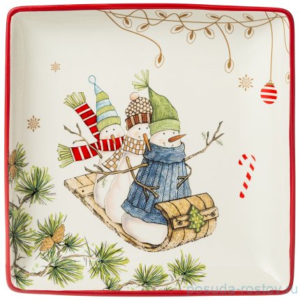 Блюдо 28 х 28 х 4 см квадратное &quot;Зимняя забава&quot; / 267253