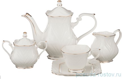 Чайный сервиз на 6 персон 15 предметов &quot;Двойная золотая линия&quot; / 189191