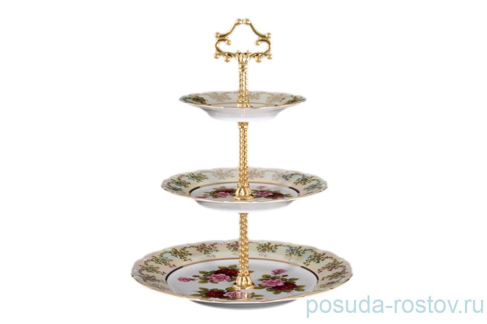 Этажерка 3-х ярусная Bohemia Porcelan Moritz Zdekauer 1810 s.r.o. "Офелия /Роза перламутр" / 027432 Этажерка 3-х ярусная Bohemia Porcelan Moritz Zdekauer 1810 s.r.o. "Офелия /Роза перламутр" / 027432