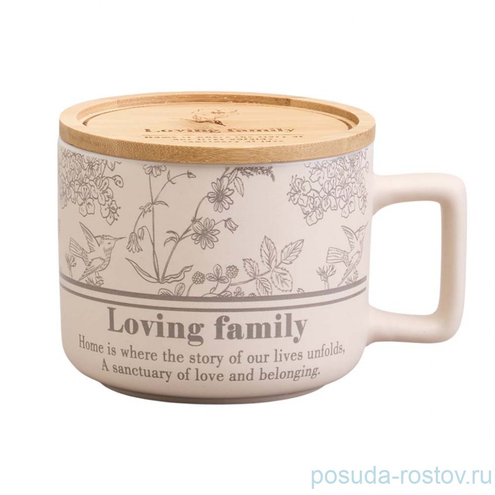 Кружка 400 мл с бамбуковой крышкой 9,6 х 8 см "Sweet home" / 368915