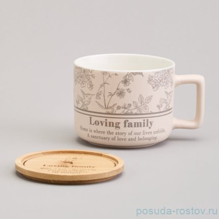 Кружка 400 мл с бамбуковой крышкой 9,6 х 8 см &quot;Sweet home&quot; / 368915