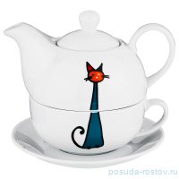 Чайный набор 3 предмета (чайная пара 300 мл + чайник 450 мл) &quot;кошки&quot; / 186931
