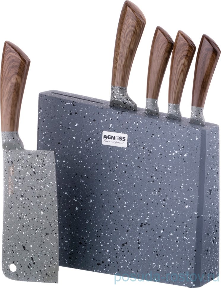 Набор кухонных ножей 6 предметов /деревянная подставка "Agness" / 195922 Набор кухонных ножей 6 предметов /деревянная подставка "Agness" / 195922