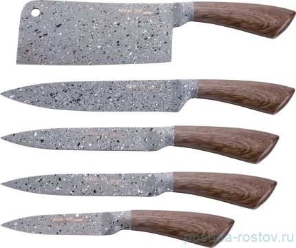 Набор кухонных ножей 6 предметов /деревянная подставка &quot;Agness&quot; / 195922