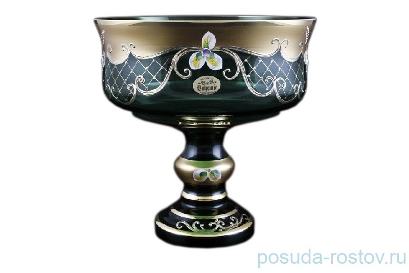 Ваза для конфет 24 см н/н "Лепка зелёная" / 095664