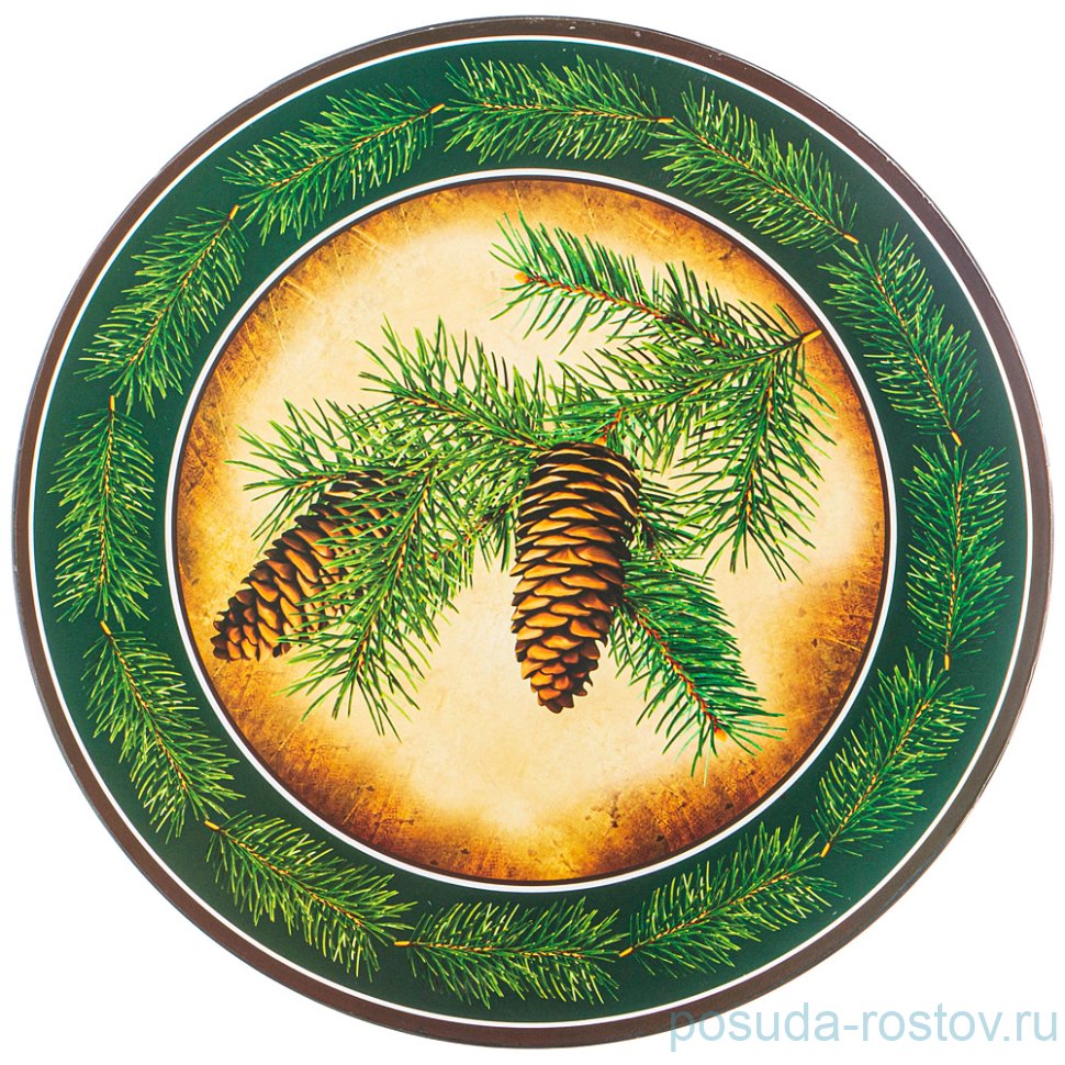 Поднос 33 х 33 см круглый "Зимний лес" / 263396