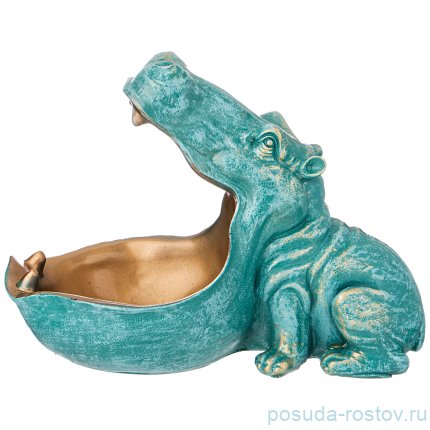 Шкатулка для мелочей 30 х 22 см &quot;бегемот&quot; /бирюза с золотом / 271945