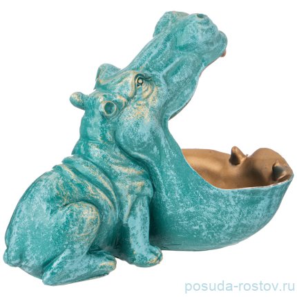 Шкатулка для мелочей 30 х 22 см &quot;бегемот&quot; /бирюза с золотом / 271945