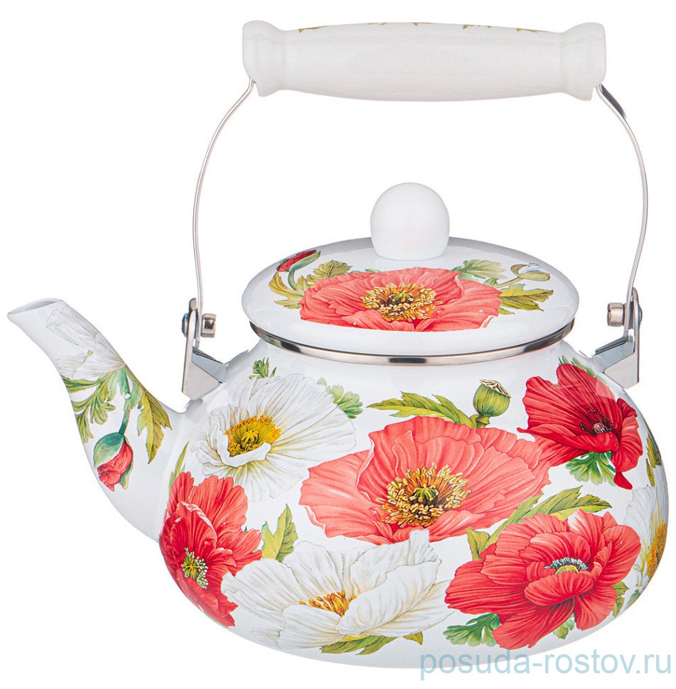 Чайник 2,5 л эмалированный "маки" / 290487 Чайник 2,5 л эмалированный "маки" / 290487