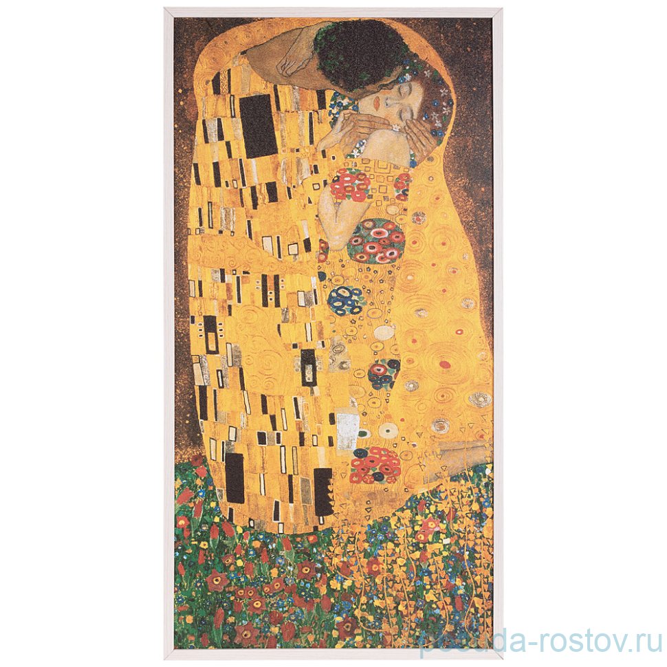 Панно 50 х 100 см "Поцелуй /Г. Климт" /рамка белая / 262089 Панно 50 х 100 см "Поцелуй /Г. Климт" /рамка белая / 262089