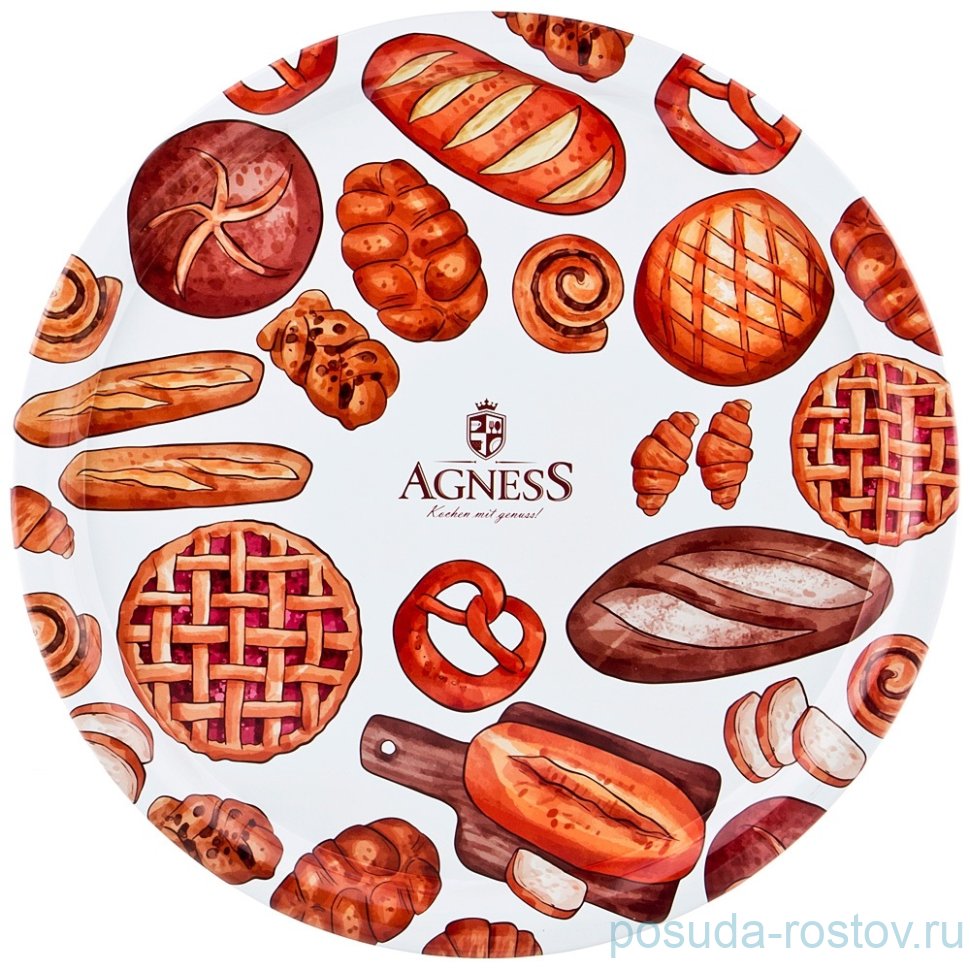 Поднос сервировочный 40 х 2 см круглый "Agness /Сладкая жизнь" / 195968 Поднос сервировочный 40 х 2 см круглый "Agness /Сладкая жизнь" / 195968