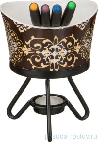 Набор для фондю 7 предметов (чаша, 4 вилочки, свеча) на металлической подставке 12 см / 228646