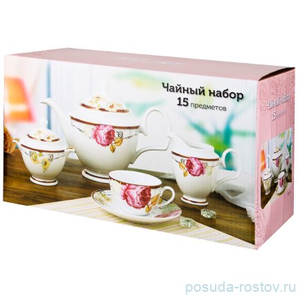 Чайный сервиз на 6 персон 15 предметов &quot;Роза и анемоны&quot; / 193988
