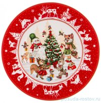 Тарелка 19 см красная &quot;С Новым годом! /Ёлка&quot; / 285353