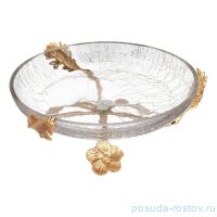 Блюдо 19 х 6 см круглое н/н &quot;Лист орхидея /золото&quot; / 333841