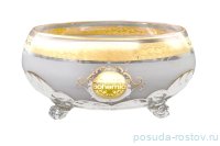 Ваза для фруктов 26 см на 3-х ножках &quot;Богемия /Антик золото&quot; белая  B-G / 069034