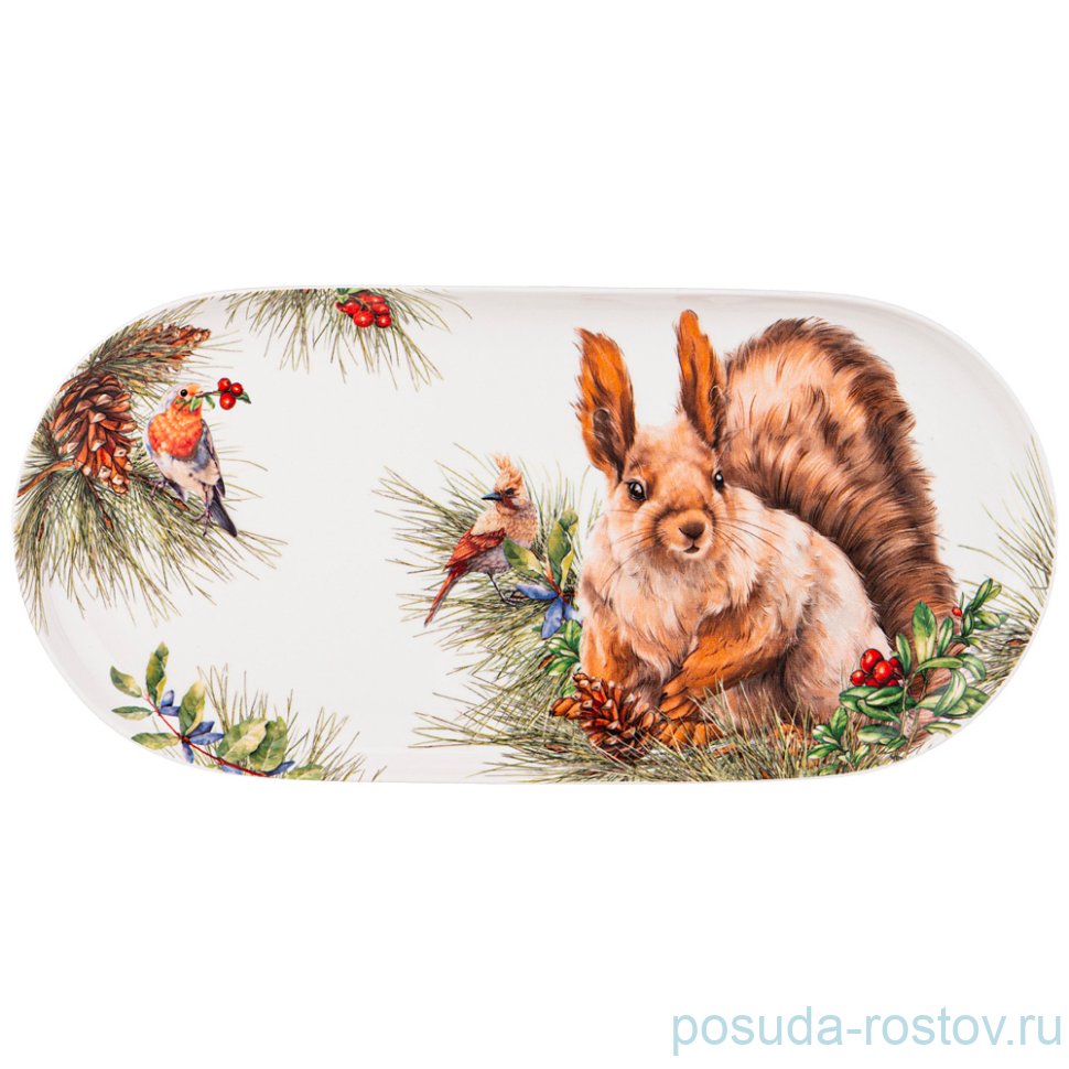 Блюдо 31 см овальное "лесная сказка /белка" / 270759