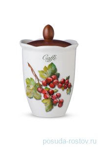 Банка для сыпучих продуктов 19 см с деревянной крышкой Кофе &quot;Artigianato ceramico /Лесные ягоды&quot; / 243556