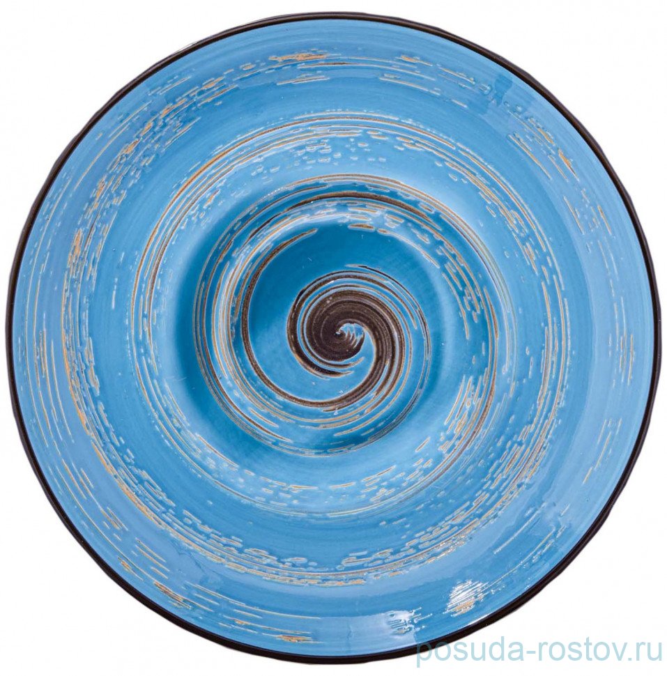 Тарелка 25,5 см глубокая голубая "Spiral" / 261659