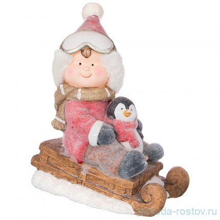Фигурка 35 х 21 х 42 см &quot;Мальчишка на санках&quot; / 225481