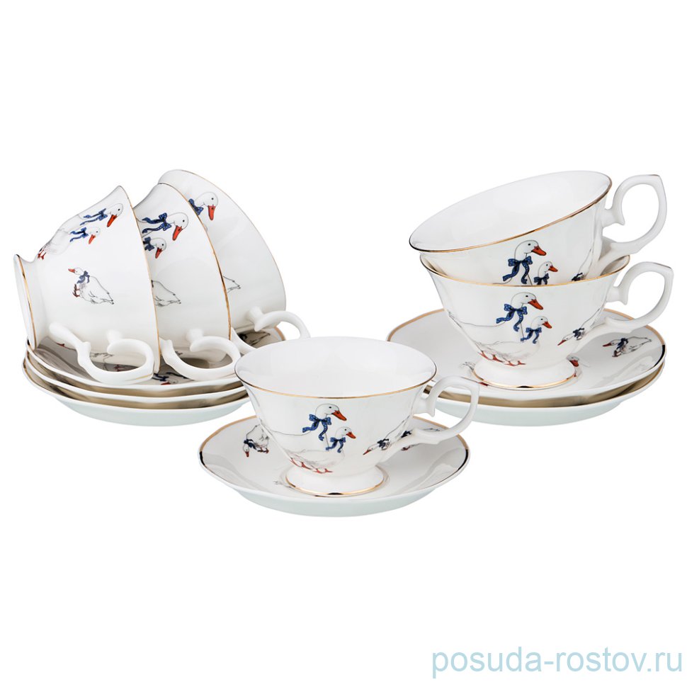 Набор чайных пар 200 мл 6 шт "Гуси" / 206116