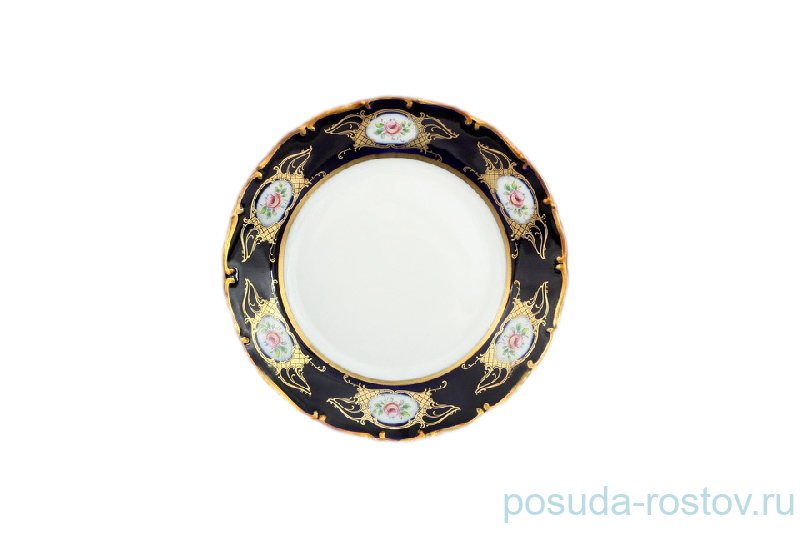 Набор тарелок 17 см 6 шт  Bohemia Porcelan Moritz Zdekauer 1810 s.r.o. "Анжелика /Цветы /Кобальт" / 033809