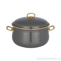 Кастрюля 20 х 13 см с крышкой эмалированная 3,7 л серая &quot;Agness /Deluxe&quot; / 210697