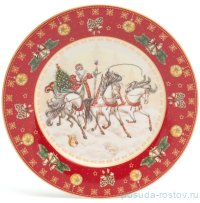 Тарелка 20,5 см красная &quot;С Новым годом! /Русская тройка&quot; / 379714
