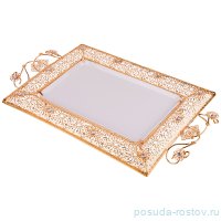 Блюдо 70 х 42 х 7 см прямоугольное &quot;Плюмаж /Стразы /золото&quot; / 188943