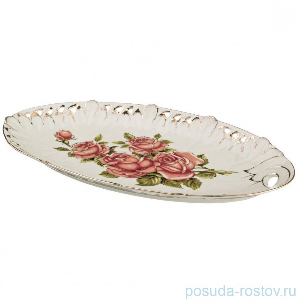 Блюдо 34 х 16 см овальное "Корейская роза" / 312938