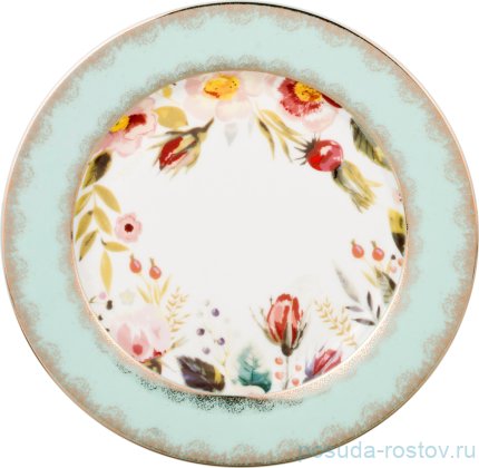 Набор тарелок 20 см 6 шт &quot;Шиповник /Минт /золото&quot; / 189683