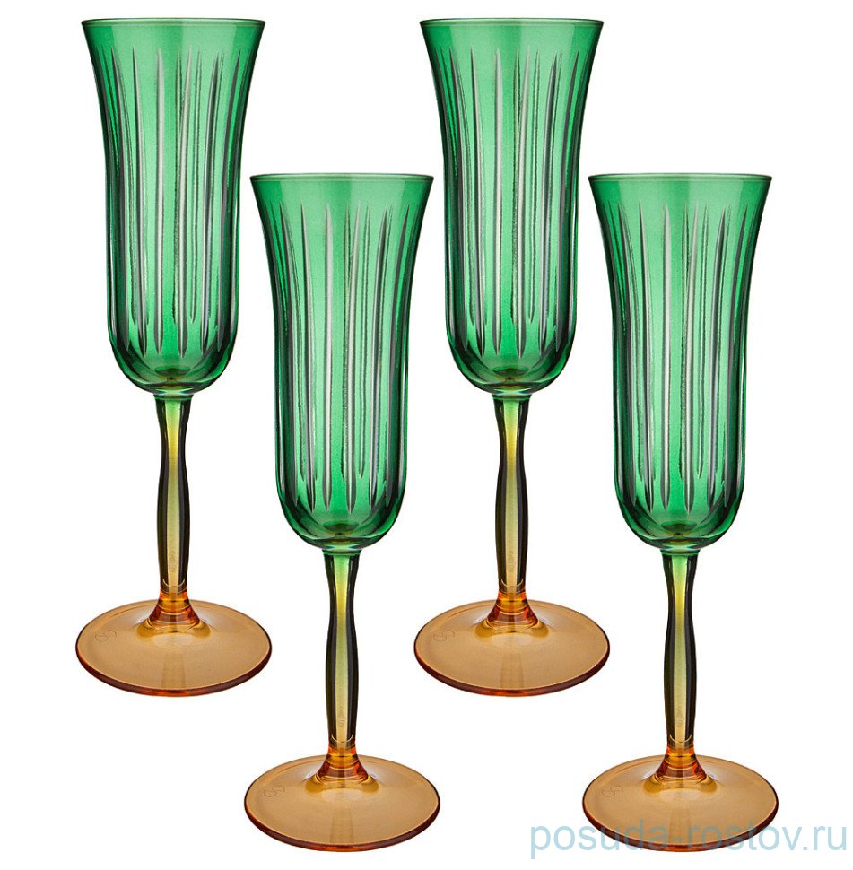 Бокалы для шампанского 175 мл 4 шт "Sicilia green" / 328633 Бокалы для шампанского 175 мл 4 шт "Sicilia green" / 328633