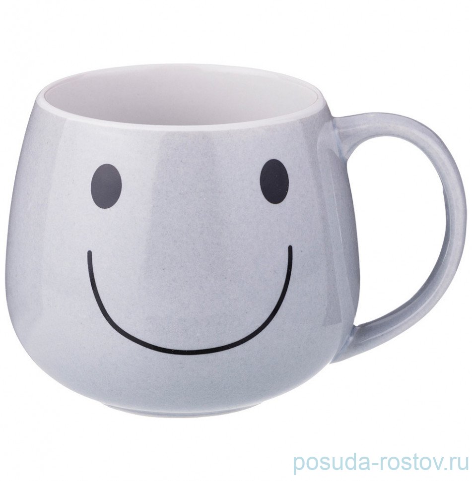 Кружка 350 мл серая "Веселый Смайлик" / 187032 Кружка 350 мл серая "Веселый Смайлик" / 187032
