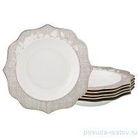 Набор тарелок 21,5 см 6 шт глубокие &quot;Цветочная лента на сером /Золото&quot; / 186268
